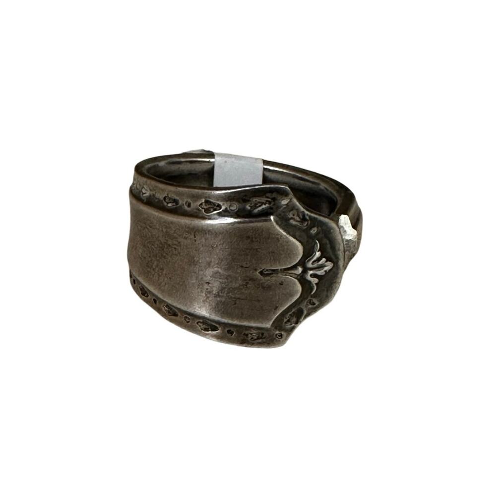 Size 8 Sterling Silver Plated Vintage Spoon Ring